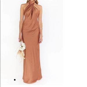 Jasmine Halter Maxi Dress - Copper Luxe Satin